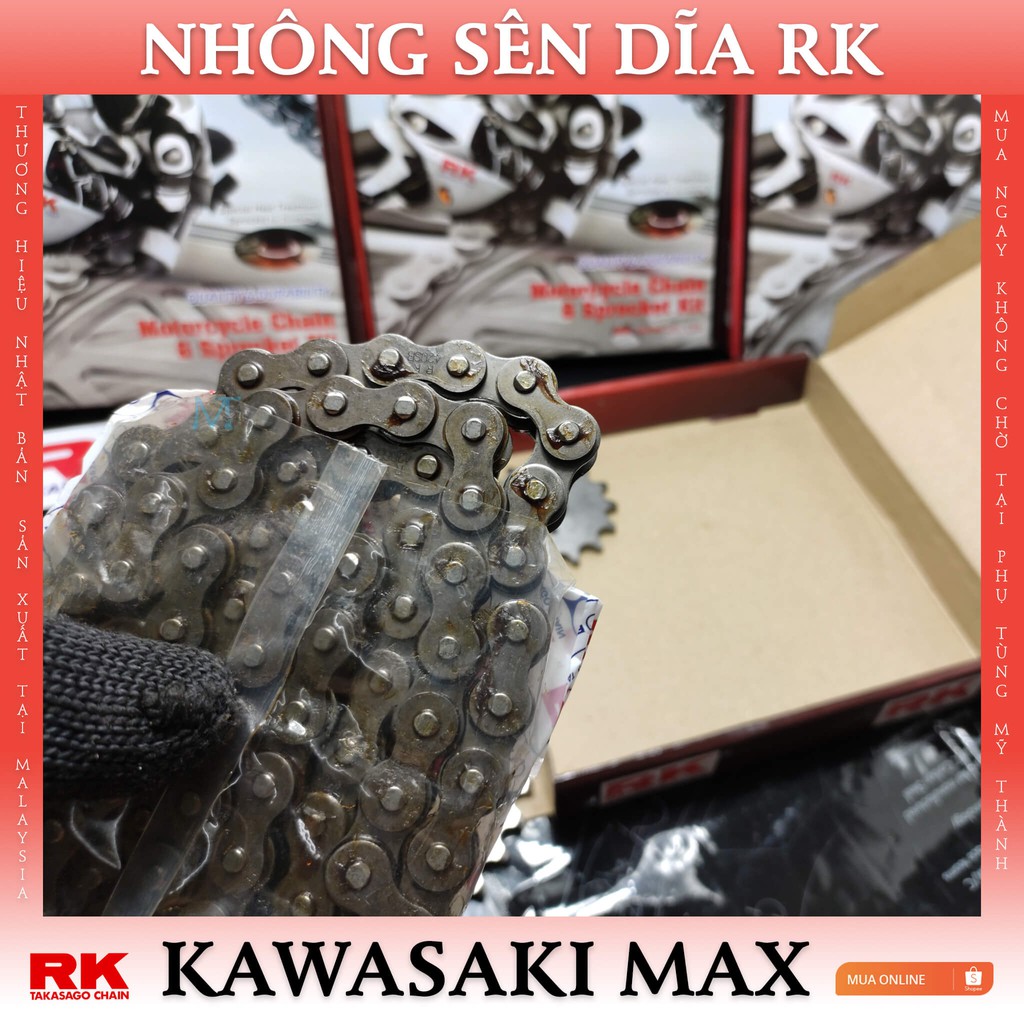 Nhông sên dĩa RK xe Kawasaki Max thương hiệu Nhật Bản