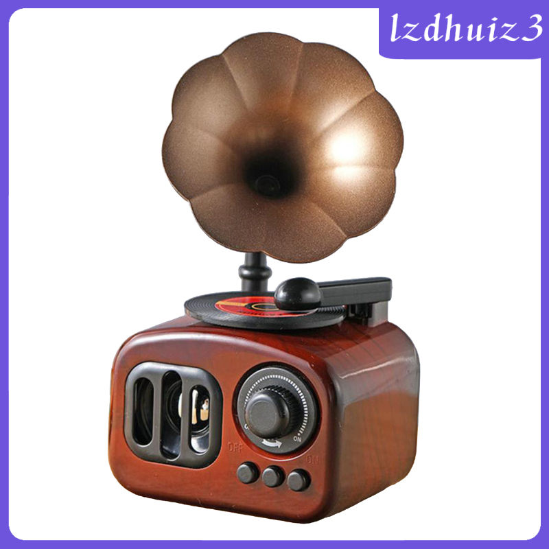 Gemgem Loey 1pc Music Box Artware Creative Gift Gramophone Shaped Retro Home Decor, 90x95x175mm