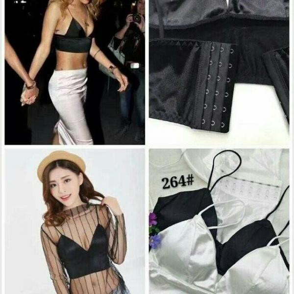 Áo bra satin phi bóng bản to móc cài sau