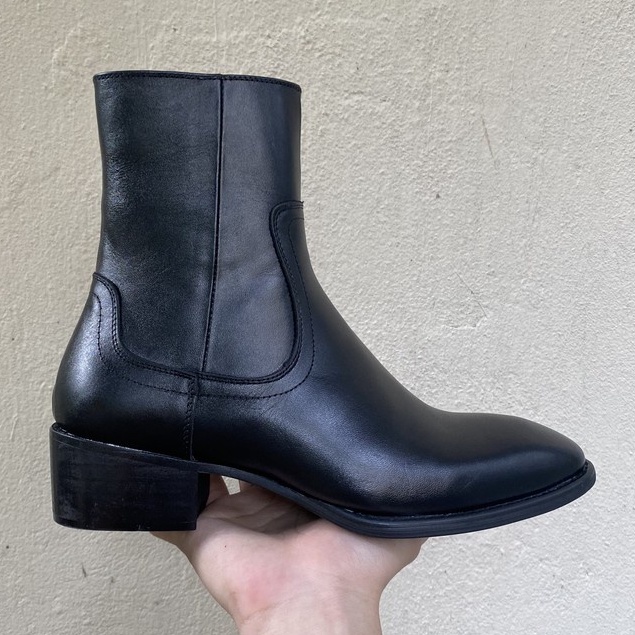 Giày Boots nam thời trang, phong cách Heels Chelsea Boots, da bò nguyên tấm đế cao su đúc nhiệt tăng 4.5cm - bốt nam