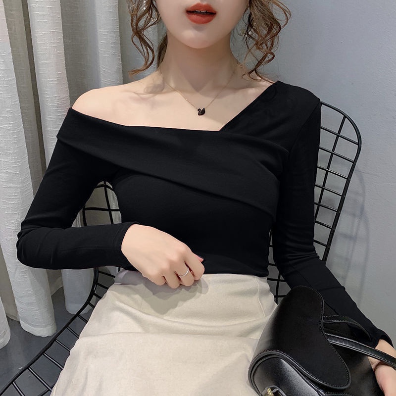 áo lệch vai nữ dài tay cá tính