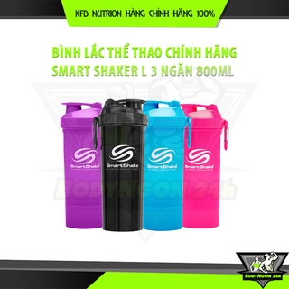 Bình lắc thể thao smart shaker l 3 ngăn 800ml - chính hãng
