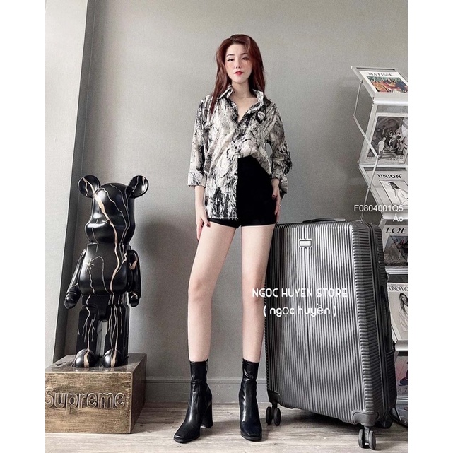 Áo sơ mi vân đá trắng