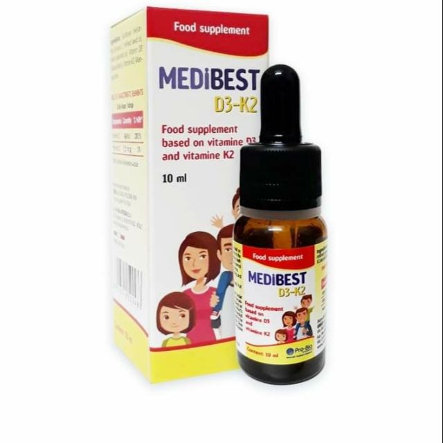 Medibest D3-K2 Bổ sung Vitamin D3 &amp; K2 giúp tăng hấp thụ canxi cho bé - CN222