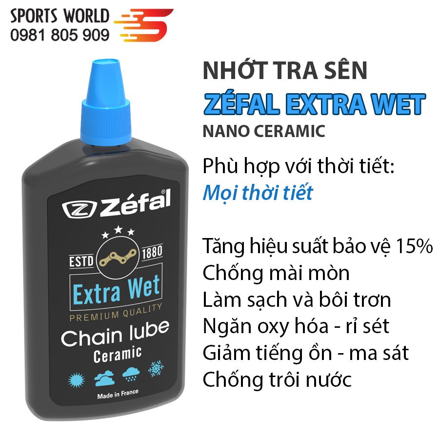 Dầu nhớt tra sên xe đạp ZEFAL CERAMIC EXTRA WET 120ml