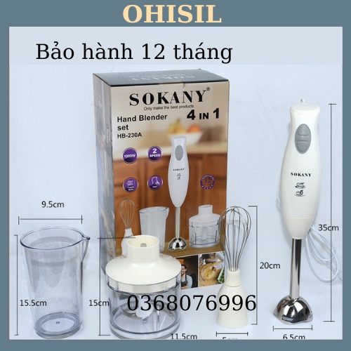 Máy Xay Cầm Tay Sokany 4IN1 HB-230A Chính Hãng bảo hành 1 năm