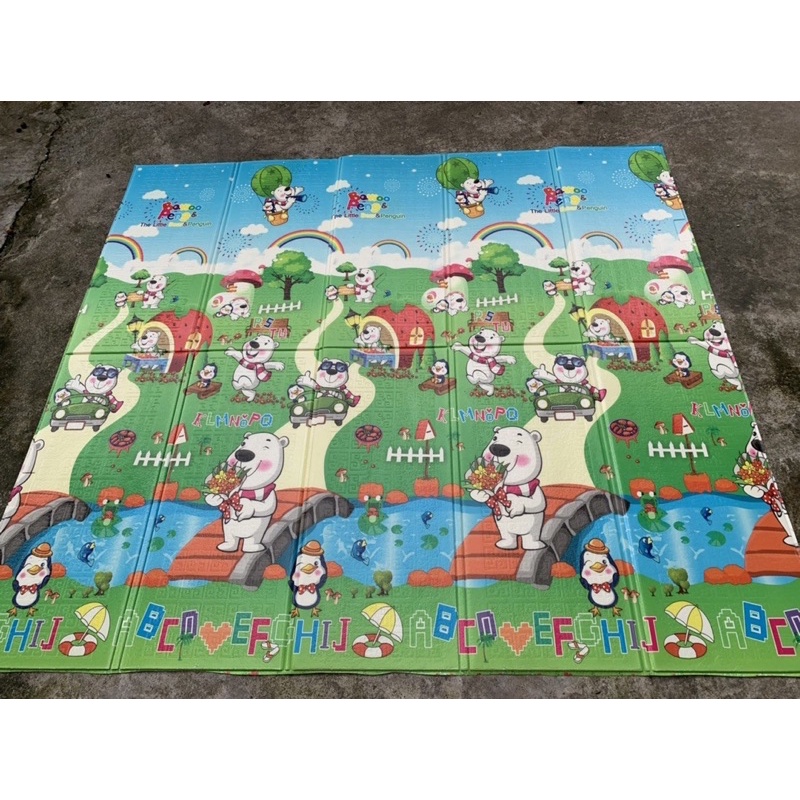 (HOẢ TỐC) Thảm xốp cho bé XPE gấp gọn tấm lót trải sàn 2 mặt chống thấm chống trơn hàn quốc phủ silicon 1m8 * 2m