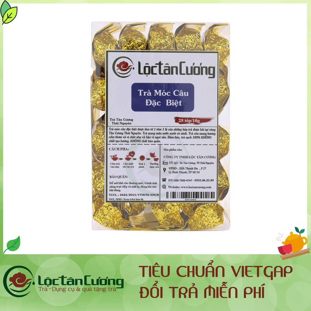 Hộp Trà Thái Nguyên Móc Câu Đặc Biệt 25 Tép Nhỏ - Lộc Tân Cương - Chè Thái Nguyên