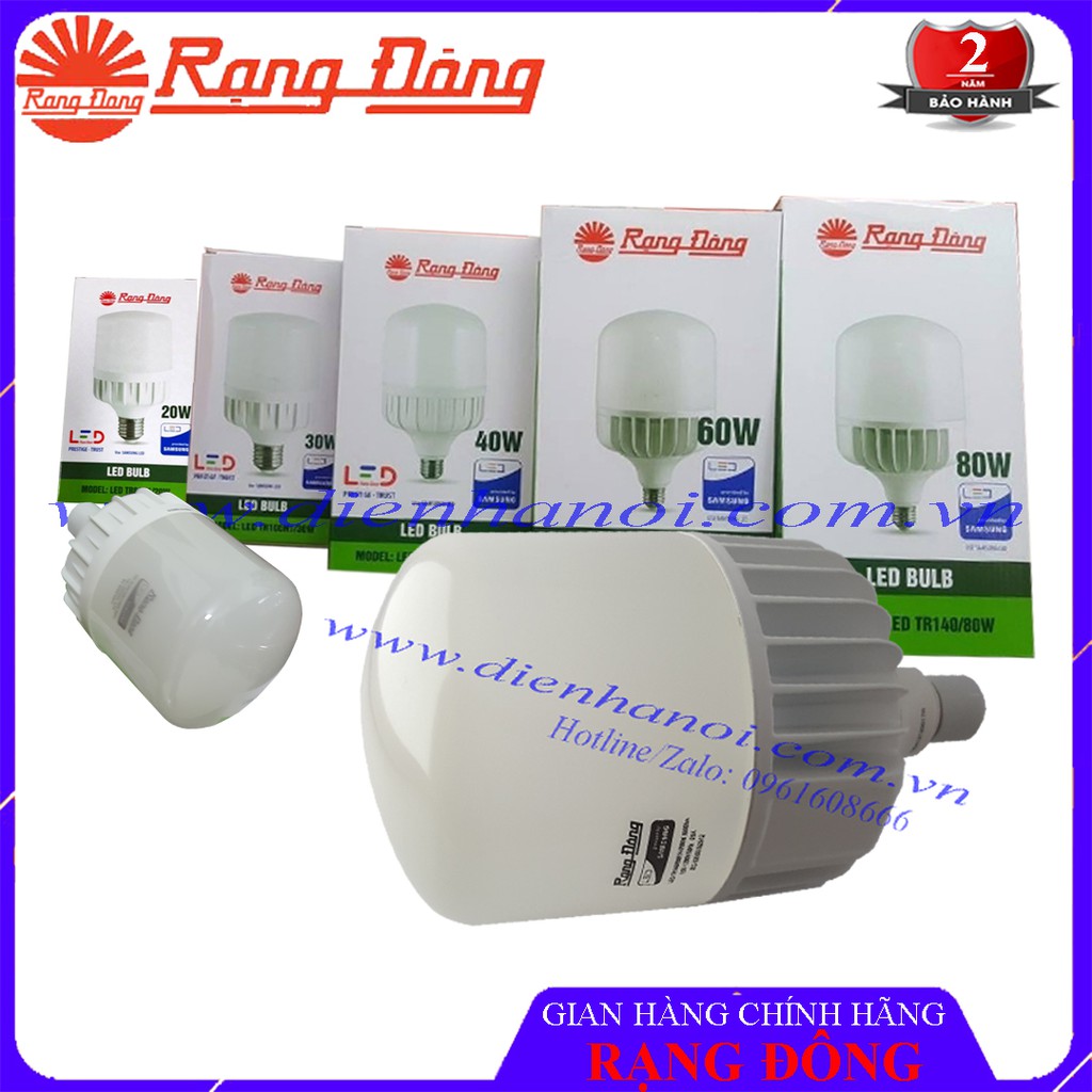 Bóng đèn LED Trụ 20W, 30W, 40W, 60W, 80W Rạng Đông cao cấp