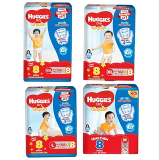 HCM {TẶNG 8 MIẾNG + TẶNG ĐÀN PIANO } TÃ QUẦN HUGGIES M74+8 - L68+8 - XL62+8 - XXL56+8( MẪU MỚI 2021)