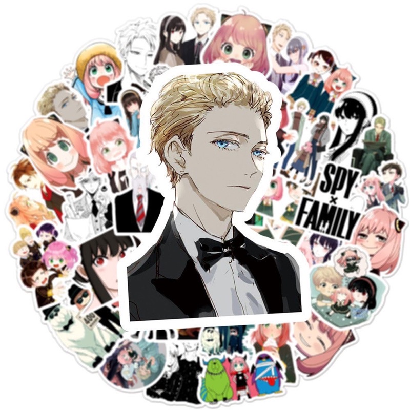 stiker spy x family 30-60 cái decal dán ép lụa khác nhau/ Hình dán anime spy x family