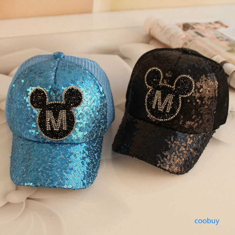 Nón bóng chày hình chuột Mickey đính kim sa lấp lánh cho bé