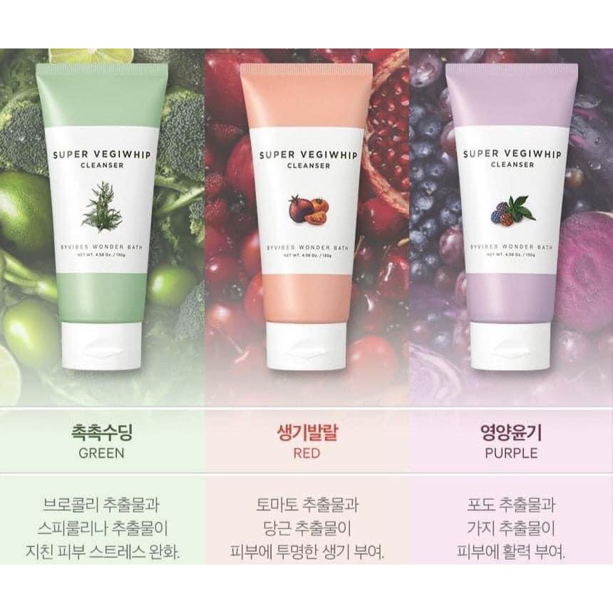Sữa Rửa Mặt Rau Củ Byvibes Wonder Bath Super Vegiwhip Cleanser 130g