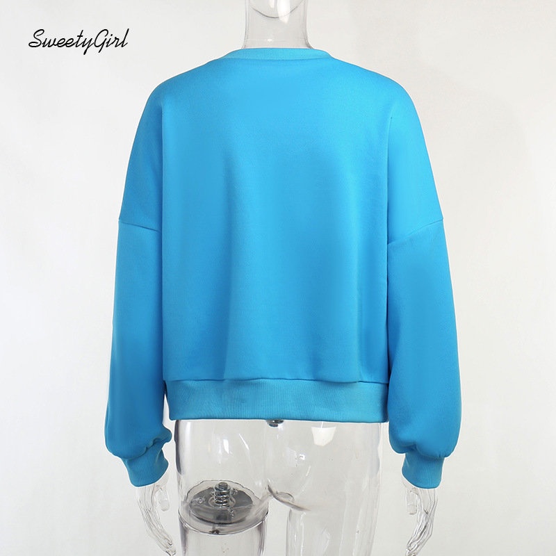 MsMona Áo Sweater Tay Dài Cổ Tròn Dáng Rộng In Chữ Phối Màu Tương Phản Thời Trang 2022 Cho Nữ