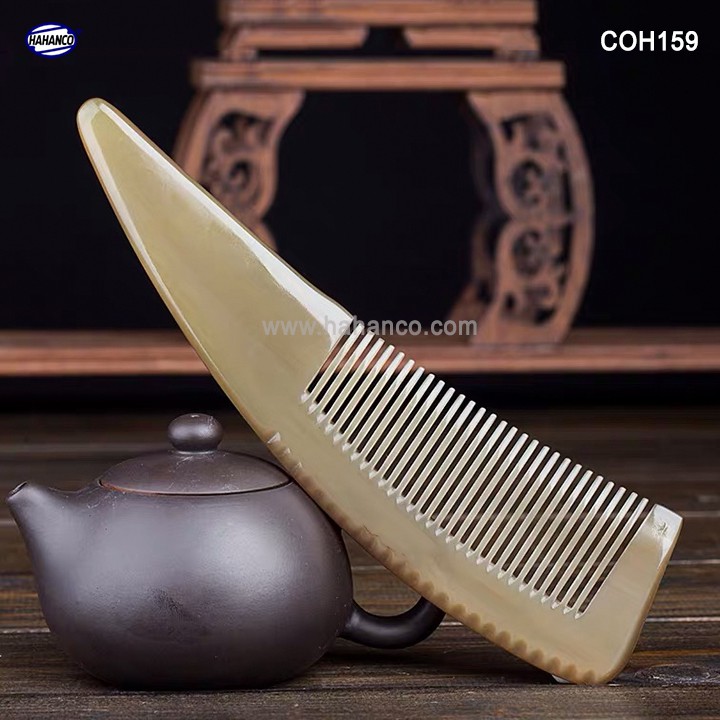 Lược sừng xuất Nhật - Lược liềm chuôi dày VIP (Size: XXL - 22cm) - COH159 - Horn Comb of HAHANCO