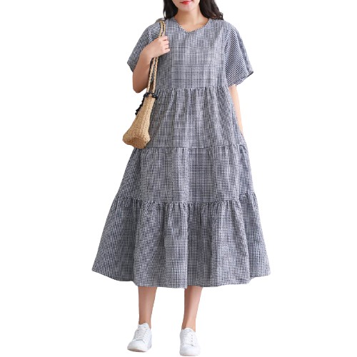 Đầm babydoll họa tiết kẻ sọc ZANZEA phối thắt lưng thời trang cho nữ