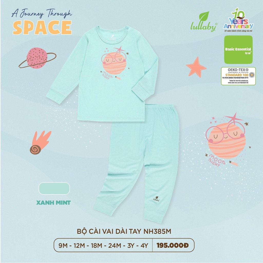 [Chính hãng] LullabyBộ cài vai dài tay NH385M - 24M- Chất Petit cao cấp bộ sưu tập các hành tinh. Ka