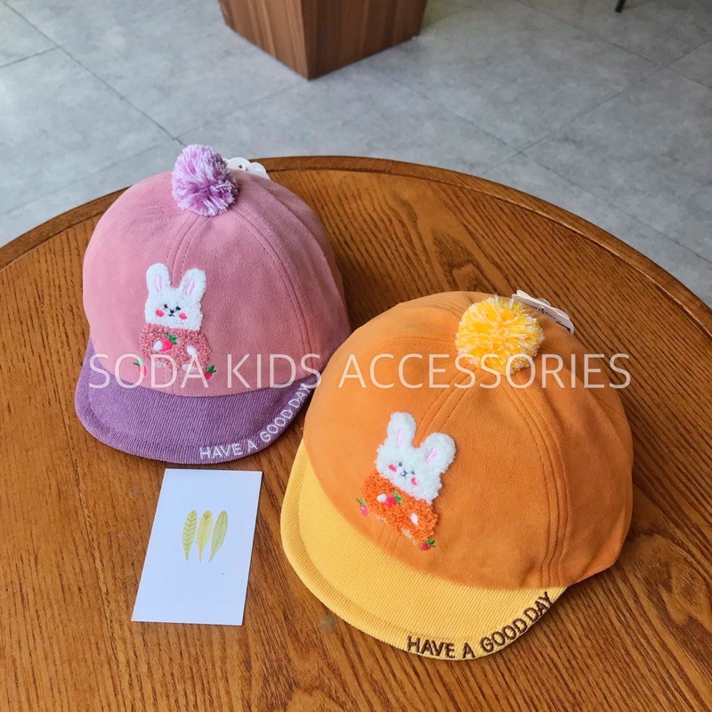 Mũ nhung mềm thỏ bông cho bé