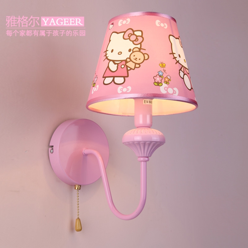 Công chúa phòng ngủ đèn tường màu hồng hello kitty Hello Kitty ngọt ngào phim hoạt hình đèn tường cô gái phòng ngủ đầu g