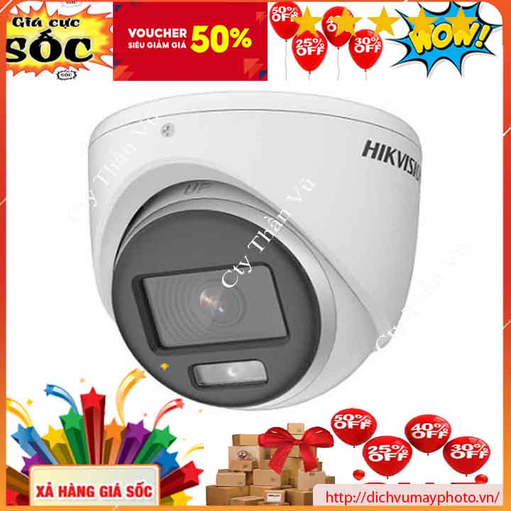 Camera quan sát TVI Hik  2MP  Dome Sắt Nhỏ (hoặc Nhựa Nhỏ) Có Đèn Trợ Sáng 20m, mã DS-2CE70DF0T-MF(DS-2CE70DF0T-PF )