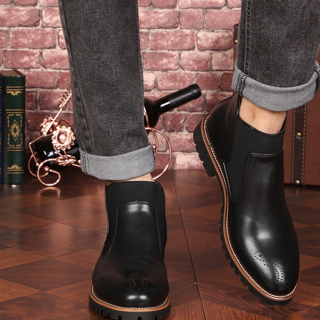 Giày da thật chelsea boot unisex cổ cao 20372