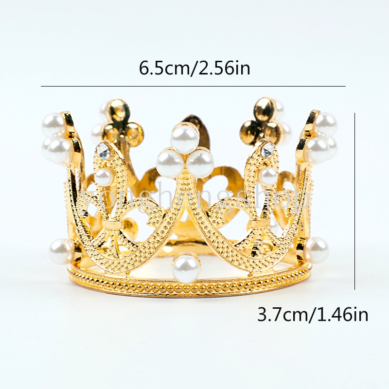 Topper Cắm Trang Trí Bánh Kem Hình Vương Miện Có Đính Ngọc Trai Giả