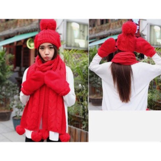 Set khăn quàng cổ, mũ và găng tay len handmade