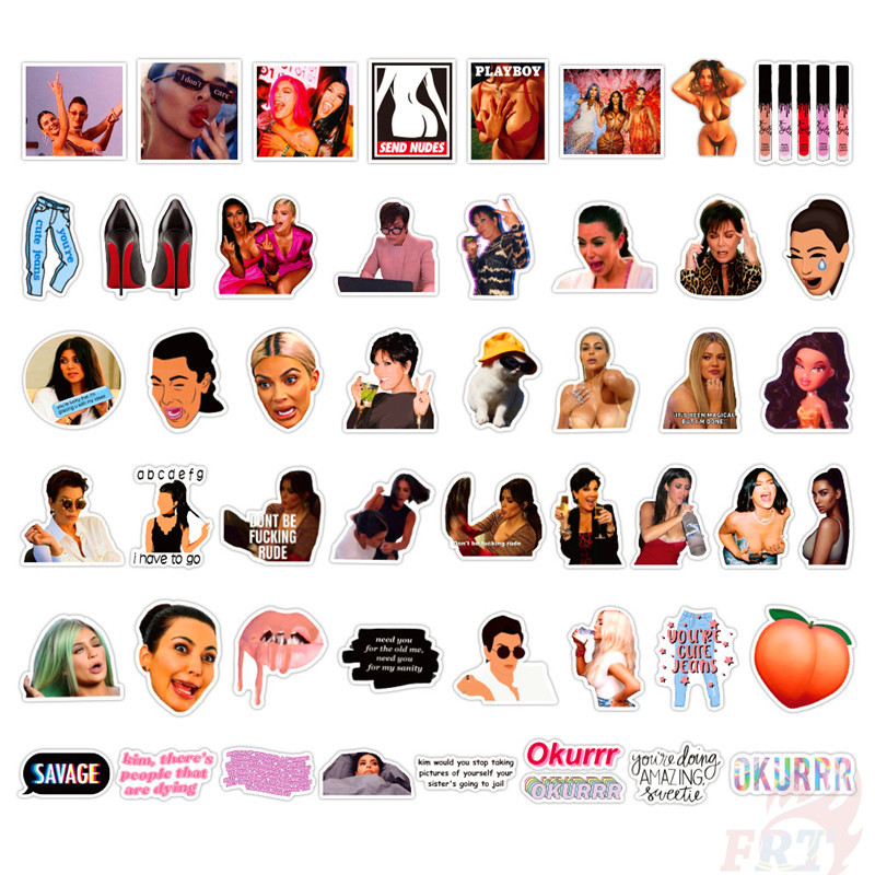 Set 50 miếng dán Kardashians Series 02 chương trình truyền hình thực tế về người nổi tiếng trên Internet cho vali