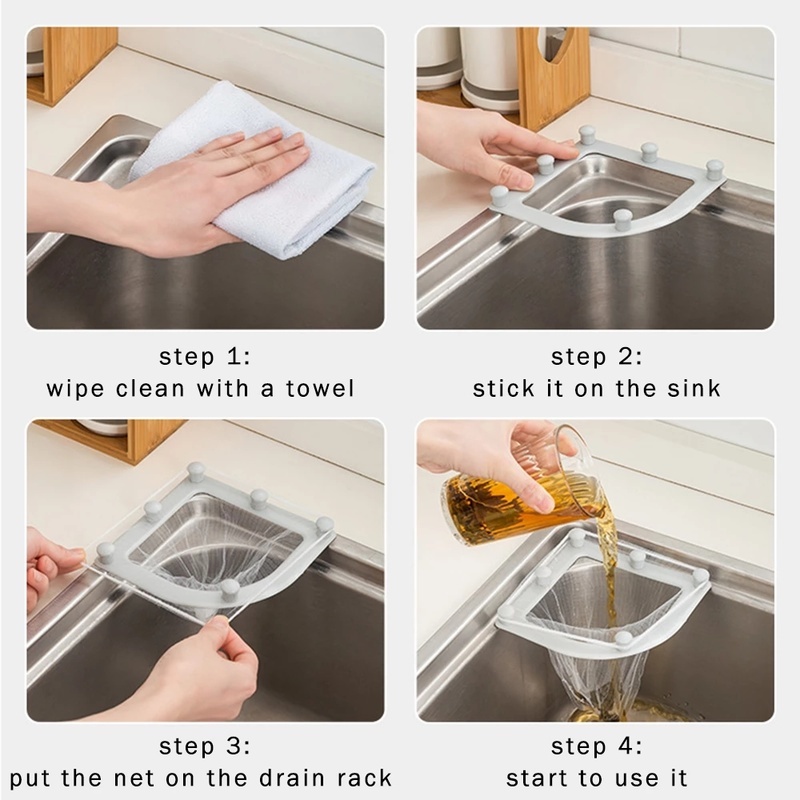 Túi Lưới Đựng Đồ Dùng Nhà Bếp Có Giác Hút Gắn Bồn Rửa Tiện Dụng