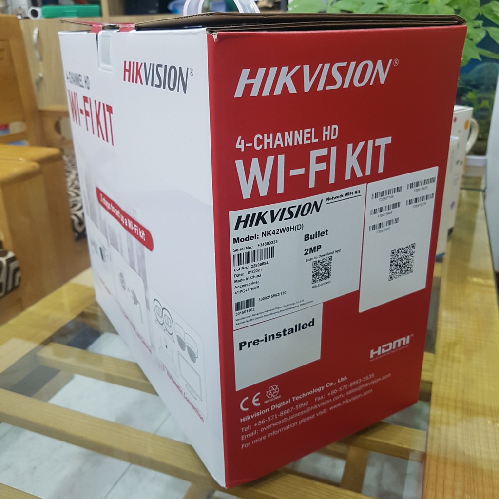 Bộ Kit HIKVISION NK42W0H(D) gồm 4 Camera IP Wifi 2MP và 1 đầu ghi Wifi Hàng chính hãng