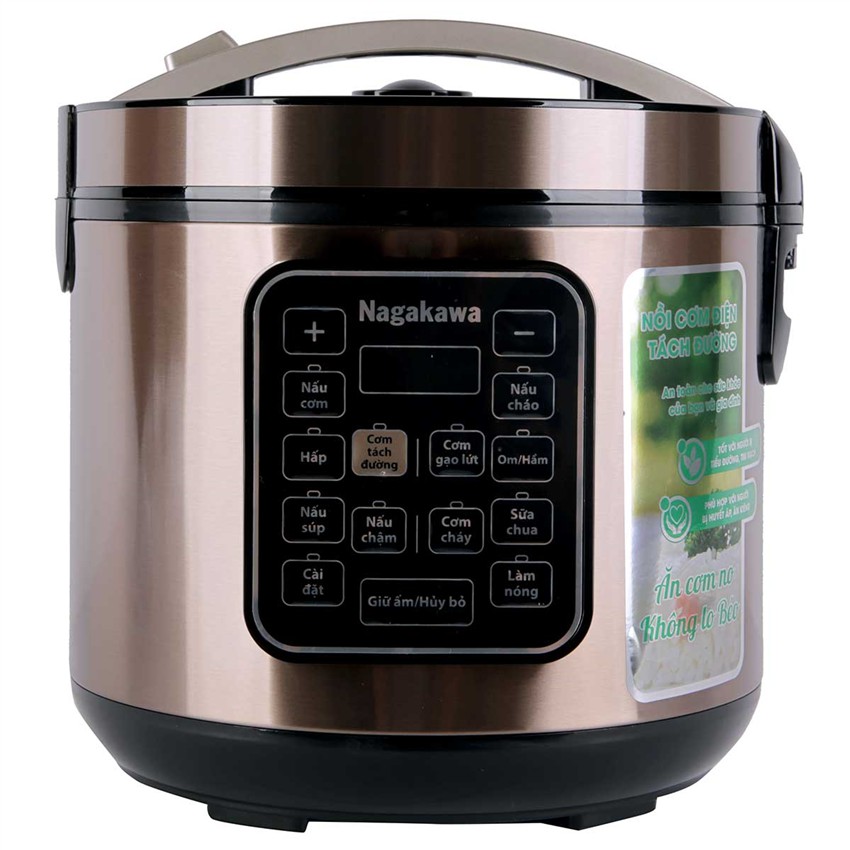 Nồi cơm điện tách đường 1.8L Nagakawa NAG0120 cho người ăn kiêng, tim mạch và tiểu đường