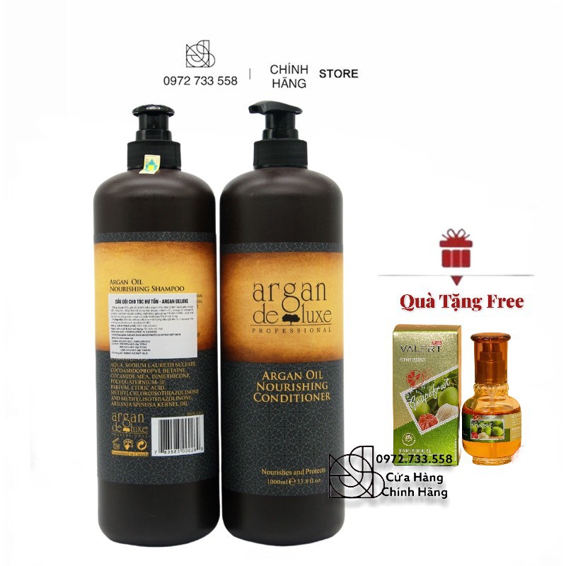 Dầu Gội Xả Argan Deluxe Nourishing Oil Phục Hồi Tóc Hư Tổn 1000ml x 2