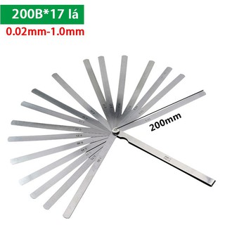 Thước căn lá 0.02-1.0mm, bao gồm 17 lá.-Chiều dài lá 200m(phukien303 xả hàng-có hàng sẵn)