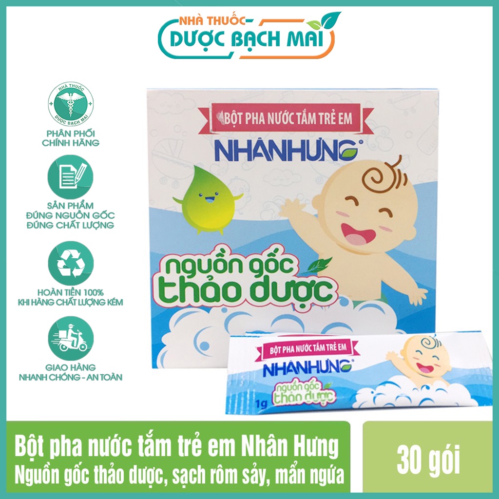 Bột tắm nhân hưng - Sạch hết rôm sảy mẩn ngứa - Hộp 30 gói