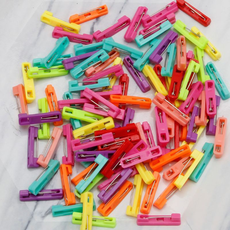 king 100Pcs Mixed Scarf Safety Pin Hijab Brooch Safety Locking Baby Cloth Nappy Pin