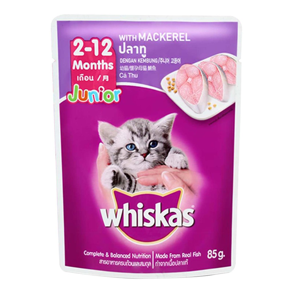 Sốt cá ngừ/cá thu cho mèo con Whiskas Junior Tuna/Mackerel 85g