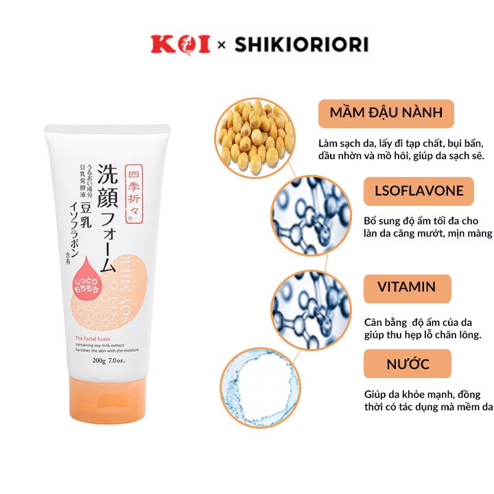 Sữa rửa mặt chiết xuất từ đậu nành Shikioriori Soy Milk Facial Foam 200g