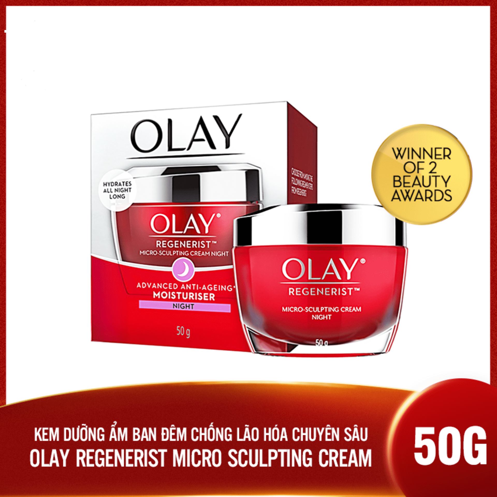 Kem dưỡng ẩm Olay Ban đêm chống lão hóa Regenerist Micro Sculpting Cream Night 50g