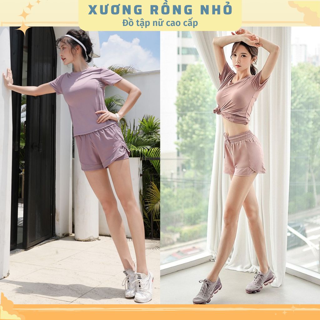 Đồ thể thao nữ, bộ đồ tập gym nữ chất thun lạnh phối lưới, tôn dáng