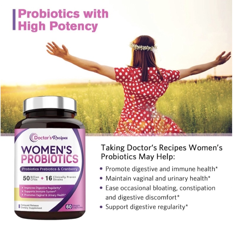 Men vi sinh thuần chay cho nữ Doctor's Recipes Women’s Probiotic 50tỷ lợi khuẩn 60v USA