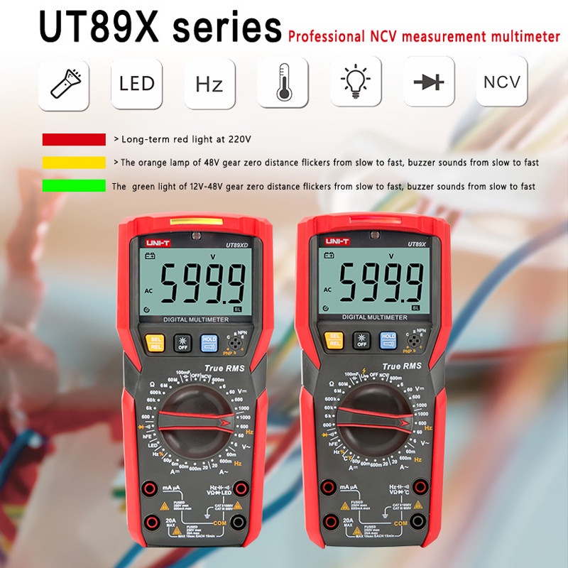 UNI-T  Đồng Hồ Vạn Năng Kỹ Thuật Số RMS 1000V 20A UT89X / UT89XD Cho NCV / Tụ điện / Triode / Nhiệt độ / LED Thử nghiệm