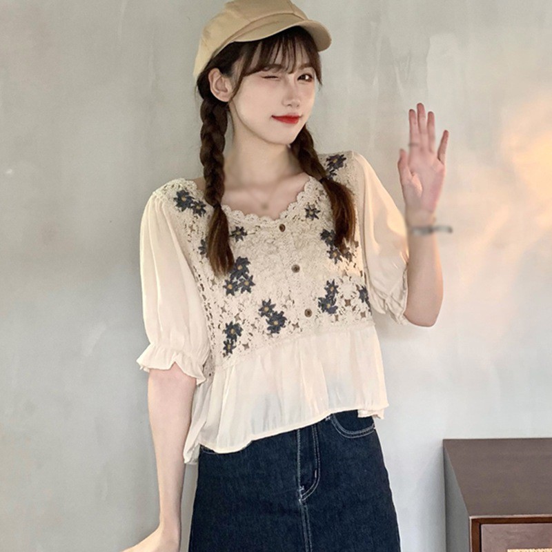 Áo nữ tay ngắn cổ chữ v thời trang quyến rũ