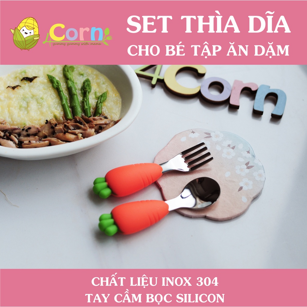 Set thìa dĩa (muỗng nĩa) tập xúc - Cho bé 12m+