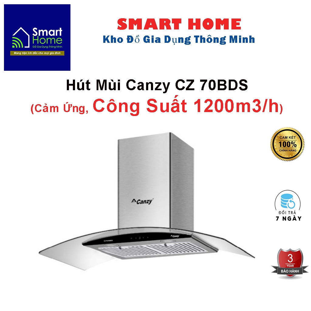 Máy hút mùi kính cong điều khiển cảm ứng Canzy Cz 70BDS ( Hàng chính hãng)