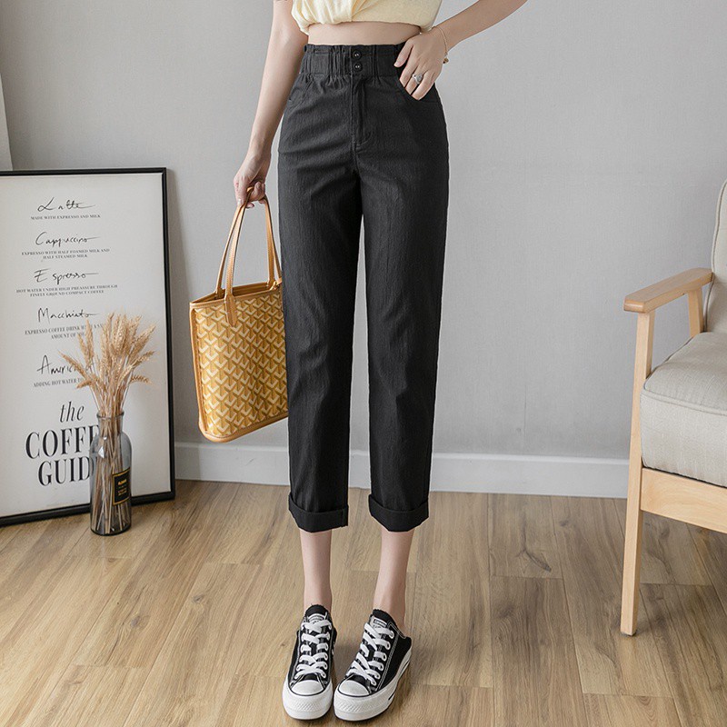 Quần Cotton Lưng Cao Ống Rộng Cá Tính Dành Cho Nữ | BigBuy360 - bigbuy360.vn