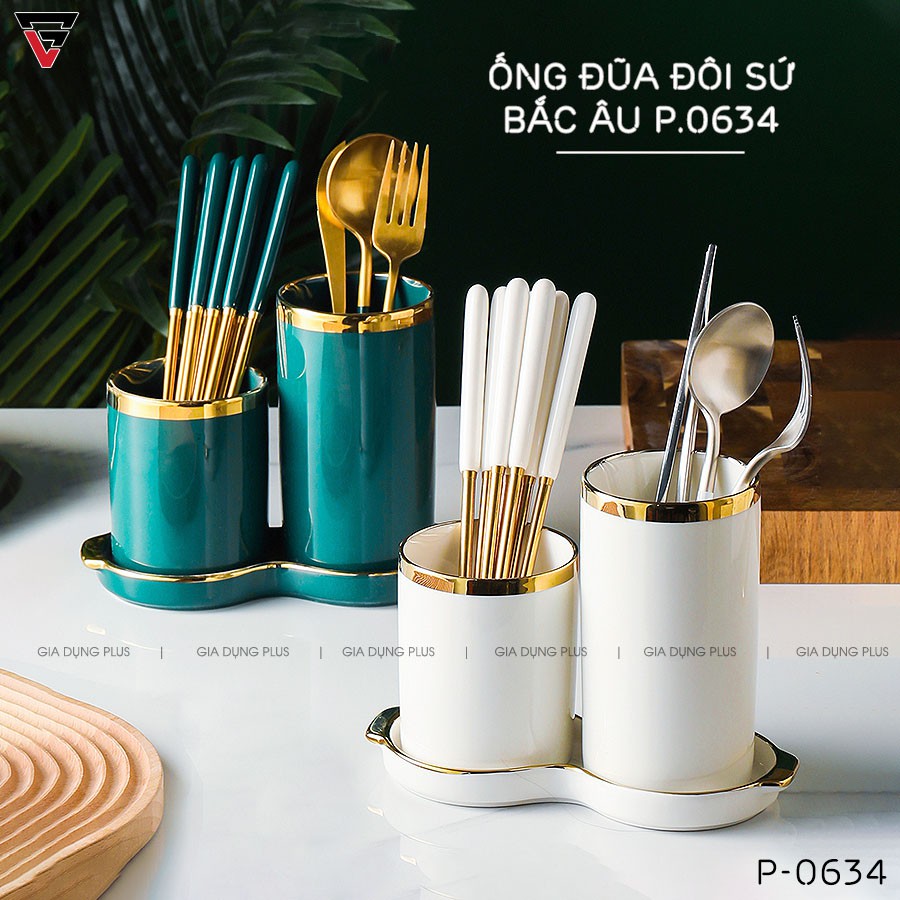 Bộ ống đựng đũa sứ đựng đũa, thìa, muỗng cao cấp kèm khung thép xuất Nhật | BigBuy360 - bigbuy360.vn