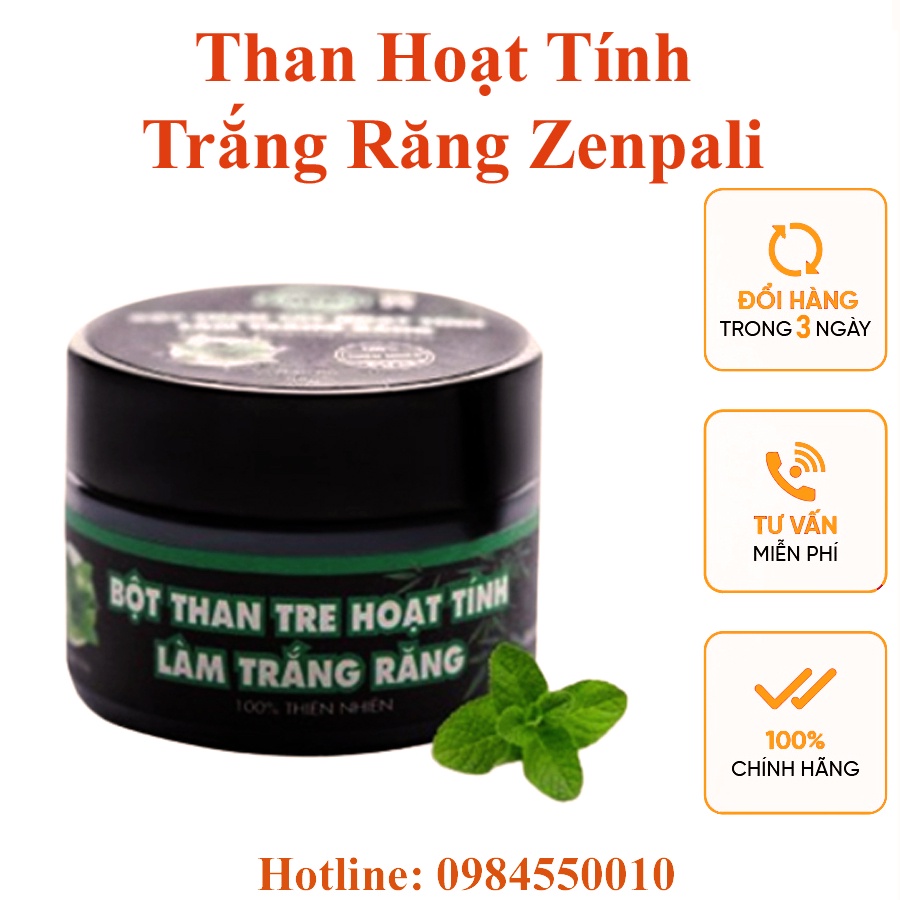 [ƯU ĐÃI] Than hoạt tính trắng răng Zenpali, Bột than tre trắng răng cao cấp Nhật Bản, Cải thiện ố vàng do thuốc lá caphe