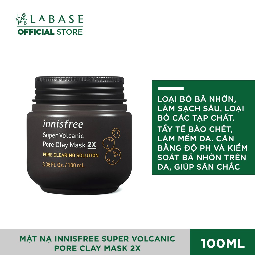 Siêu mặt nạ chăm sóc lỗ chân lông innisfree Super Volcanic Pore Clay Mask 2X 100ml - Mặt Nạ Đất Sét Innisfree