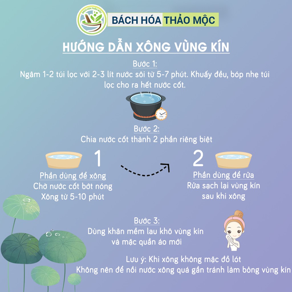 Xông vùng kín thảo dược, 8 thảo dược tự nhiên giúp phụ nữ se khít, hồng hào, hết mùi. Gói 10-20 túi lọc