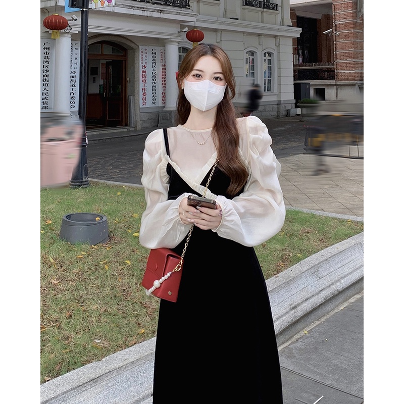 SET SƠ MI TƠ VOAN + ĐẦM NHUNG HAI DÂY THU 2022 HOT TREND - KÈM ẢNH THẬT